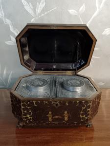 19th Century Chinese Tea Caddy with original pewter canisters